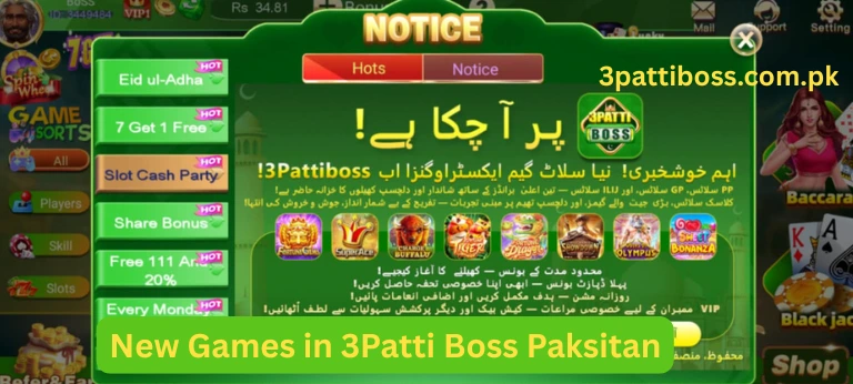 new slot games in 3 Patti Boss including PP Slots, GP Slots, JILI Slots, Fortune Gems series & Sweet Bonanza.