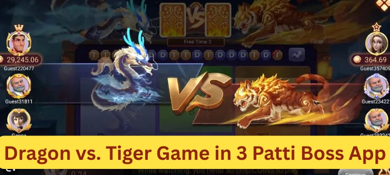 Dragon vs Tiger game interface in 3 Patti Boss App